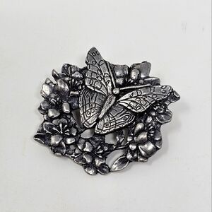 🐿 5/$25 🐿 Vintage BIRDS & BLOOMS 1998 Limited Edition Pewter Butterfly Brooch